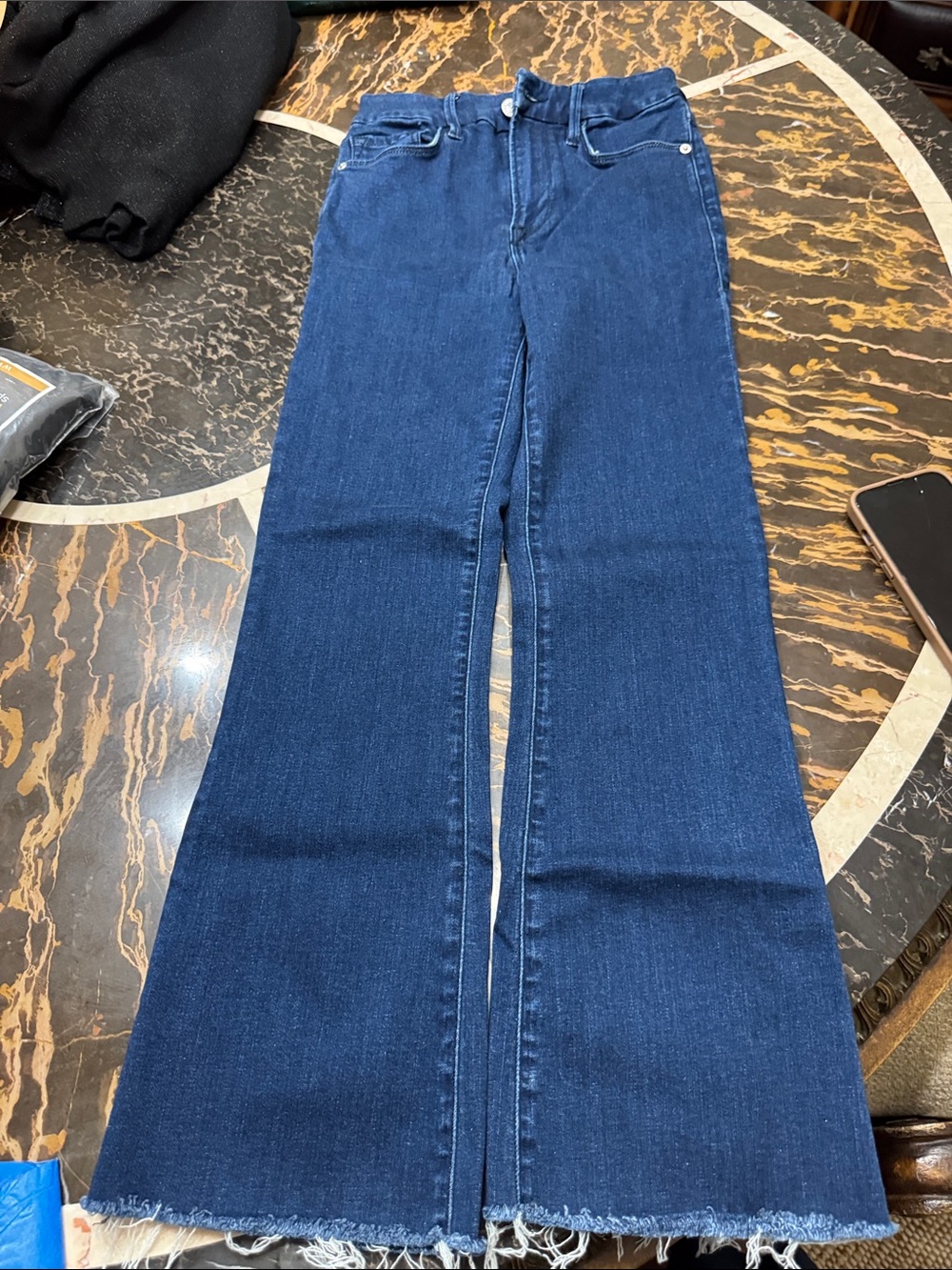 Frame Denim Dark Blue Cropped Flare Jeans